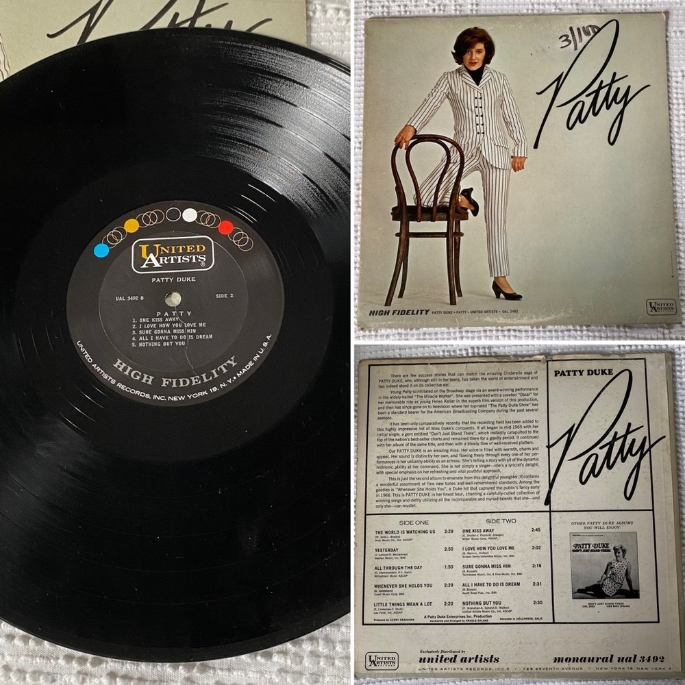 3/$15 Vintage 1966 Patty Duke Record Album Vinyl LP Classic 60s Hits